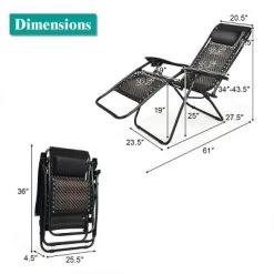 Tangkula 2PCS Mix Brown Folding Recliner Patio Rattan Zero Gravity Lounge Chair W/ Headrest -Tangkula GUEST aac5fc05 b869 4559 987b 65b6c8af2205 1
