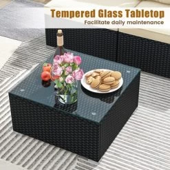 Tangkula 5 Pieces Outdoor Patio Furniture Set Sectional PE Rattan Sofa Set With Cushions And Tempered Glass Coffee Table 15 Tangkula 5 Pieces Outdoor Patio Furniture Set Sectional PE Rattan Sofa Set With Cushions And Tempered Glass Coffee Table -Tangkula GUEST ab025250 3c63 47d5 a954 07fed16120dd