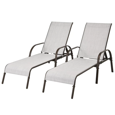 Tangkula 2 PCS Outdoor Chaise Lounge Chair Adjustable Reclining Bed With Backrest& Armrest Gray 12 Tangkula 2 PCS Outdoor Chaise Lounge Chair Adjustable Reclining Bed With Backrest& Armrest Gray - Image 10