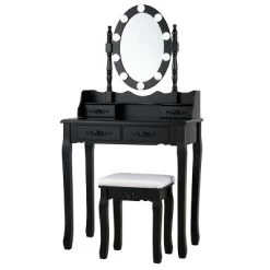 Tangkula Make-Up Vanity Table Dresser Set W/LED Light, Black Brown White 20 Tangkula Make-Up Vanity Table Dresser Set W/LED Light, Black Brown White -Tangkula GUEST ab64e2ac 26f1 4f51 801d 9641c350e35a
