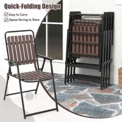 Tangkula 4 Pcs Patio Folding Chairs Portable Outdoor Dining Chairs W/ PP Seat & Back -Tangkula GUEST ab6f5f88 b4aa 4146 b9b5 5a0897bd43a9