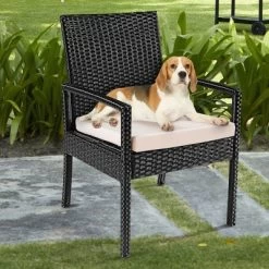 Tangkula 3 Pieces Patio Set Outdoor Wicker Rattan Furniture W/ Cushions -Tangkula GUEST ab909ea0 d6fa 4e01 8049 49b7314aac1e