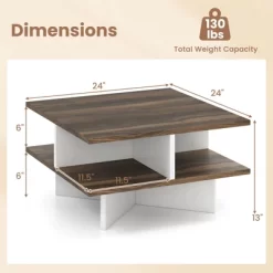 Tangkula 2-Tier Square Coffee Table W/ Storage Farmhouse Modern Accent Table Center Table -Tangkula GUEST aba8ea1c d2f5 4311 a9f6 084761ca3536