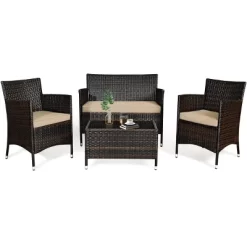 Tangkula 4-Piece Patio Rattan Wicker Conversation Furniture Set Sofa Chair Table Set 19 Tangkula 4-Piece Patio Rattan Wicker Conversation Furniture Set Sofa Chair Table Set -Tangkula GUEST ac21259a c580 4b75 b6b1 47bc3b17f5fe