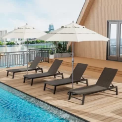 Tangkula PE Wicker Patio Chaise Lounge Chair, Outdoor 4-Position Recliner With Wheels, Outdoor Reclining Chair Mix Brown -Tangkula GUEST ac2ccd89 fafa 4351 9439 0d897eba56a3