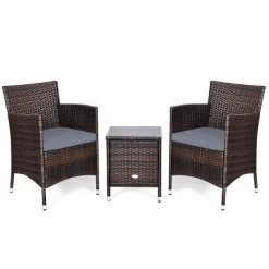 Tangkula 3-Piece Patio Wicker Rattan Furniture Set Conversation Sofa Set W/Coffee Table Grey 15 Tangkula 3-Piece Patio Wicker Rattan Furniture Set Conversation Sofa Set W/Coffee Table Grey -Tangkula GUEST ac9652e3 033c 4b45 89a2 c9450be7fb4c