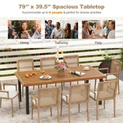 Tangkula 8-Person Dining Table 79" W/ 1.9" Umbrella Hole Acacia Wood Adjustable Foot Pads 16 Tangkula 8-Person Dining Table 79" W/ 1.9" Umbrella Hole Acacia Wood Adjustable Foot Pads -Tangkula GUEST acdd1ffd 7116 4403 b5e9 d55a281439da