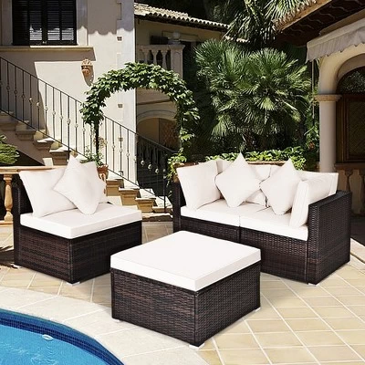 Tangkula 4PCS Rattan Patio Sofa Conversation Set Outdoor Furniture Set W/ Cushion 4 Tangkula 4PCS Rattan Patio Sofa Conversation Set Outdoor Furniture Set W/ Cushion - Image 2