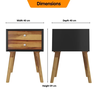 Tangkula Wooden Nightstand With 2 Storage Drawers Accent End Side Table For Bedroom&Living Room 9 Tangkula Wooden Nightstand With 2 Storage Drawers Accent End Side Table For Bedroom&Living Room - Image 8