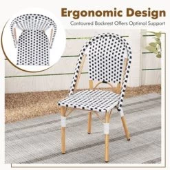 Tangkula 3 Piece French Bistro Table Chair Set Outdoor Wicker Round Table & 2 Dining Chairs -Tangkula GUEST ad3c8a7c 4038 48ae 888a e60b1b45163e