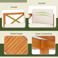 Tangkula L Shaped Outdoor Furniture Set 5 Pieces Acacia Wood Patio Conversation Set Modular Outdoor Lounge Sofa Set W/Cushions -Tangkula GUEST adb90773 ea07 4a04 be5f 6e92deb2b43b