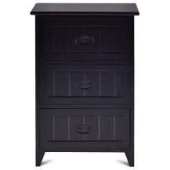 Tangkula 3 Drawers Nightstand End Table Storage Wood Side Bedside Black -Tangkula GUEST adcb05d3 c231 4fab 8c11 38960f0304a5