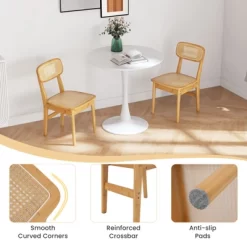 Tangkula Rattan Dining Chairs Set Of 2 Kitchen Dining Chairs With Simulated Rattan Backrest & Wood Frame 14 Tangkula Rattan Dining Chairs Set Of 2 Kitchen Dining Chairs With Simulated Rattan Backrest & Wood Frame -Tangkula GUEST adeab219 14fb 479e a8ec 5a3daf8534b2