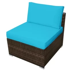Tangkula 5-Piece Outdoor Rattan Wicker Sofa Set Lounge Chair With Turquoise Cushions -Tangkula GUEST ae9105e4 135f 4bb8 a709 9654693fd018