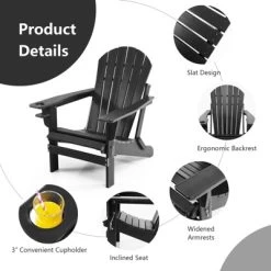 Tangkula 2PCS Adirondack Chair W/Ergonomic Design&Ottoman Outdoor Armchair HDPE Chair For Yard&Patio Black/Coffee/Grey/Turquoise/White -Tangkula GUEST aec407f1 7e70 4c10 8f7f 5ed7965b7e05