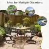 Tangkula 5PCS Patio Rattan Dining Set With Soft Cushions 4 Swivel Chairs With Dining Table For Poolside&Garden Grey -Tangkula GUEST af00765d e8de 4d50 83b8 b0ae5bf8a3e7
