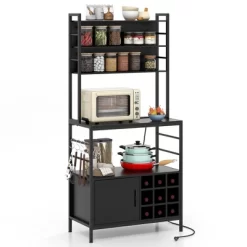 Tangkula 67" Bakers Rack W/ Power Outlet Coffee Bar Cabinet W/ S-Shaped Hooks 23 Tangkula 67" Bakers Rack W/ Power Outlet Coffee Bar Cabinet W/ S-Shaped Hooks -Tangkula GUEST af4f00e3 4eed 4904 a563 d804ab64d0fe