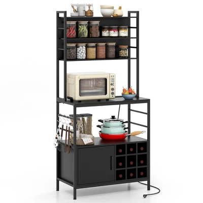 Tangkula 67" Bakers Rack W/ Power Outlet Coffee Bar Cabinet W/ S-Shaped Hooks 13 Tangkula 67" Bakers Rack W/ Power Outlet Coffee Bar Cabinet W/ S-Shaped Hooks - Image 11