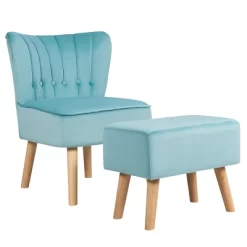 Tangkula Velvet Armless Chair & Ottoman Set Leisure Sofa Chair With Footstool Pink BlueGreen 20 Tangkula Velvet Armless Chair & Ottoman Set Leisure Sofa Chair With Footstool Pink BlueGreen -Tangkula GUEST afa16e4a 26ea 44ba a8b8 5dc18db90b96