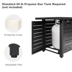 Tangkula 9 PCS Rattan Dinning Set Wicker Sofa W/Propane Gas Fire Pit 60,000 Btu Heater -Tangkula GUEST afb11881 9897 43cb b507 ed5f5bb9717c