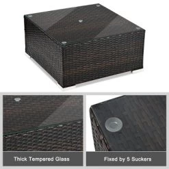 Tangkula 5PCS Patio Rattan Wicker Sofa Furniture Set Sectional Conversation Sofa Set Blue -Tangkula GUEST afc427fe ffd9 417a b600 b3858df75860