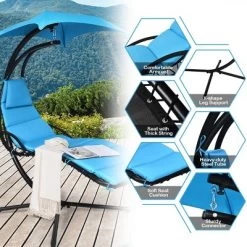 Tangkula Patio Hammock Chair Floating Hanging Chaise Lounge Chair W/ Canopy -Tangkula GUEST afee809a 2f0e 499f 8bd5 006f53a1df2f