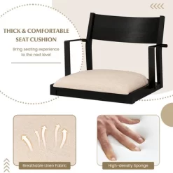 Tangkula Dining Chair W/ Arms Set Of 2 Modern Kitchen Chairs & Contoured Backrest Black & Beige 12 Tangkula Dining Chair W/ Arms Set Of 2 Modern Kitchen Chairs & Contoured Backrest Black & Beige -Tangkula GUEST afff73e6 0f8b 45c5 841a 95c0cc052ab2