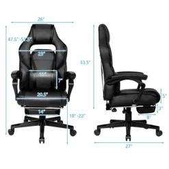Tangkula Gaming Chair Height Adjustable With Cushion Ergonomic High Back Blue/Black/ Red/ White