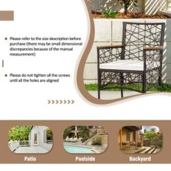 Tangkula Patio PE Rattan Dining Chairs Set Of 2/4 Patio PE Wicker Armchairs With Removable Cushions And Acacia Wood Armrests -Tangkula GUEST b007d95f 2a7d 4983 b4bf 8c7cf1d4dd0f