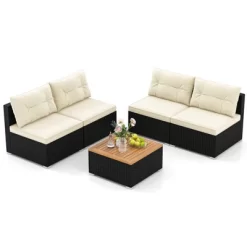 Tangkula 5 Pieces Outdoor Patio Furniture Set Sectional PE Rattan Sofa Set With Cushions And Acacia Wood Coffee Table 19 Tangkula 5 Pieces Outdoor Patio Furniture Set Sectional PE Rattan Sofa Set With Cushions And Acacia Wood Coffee Table -Tangkula GUEST b0296874 b2aa 4497 8038 3b9813e1a959