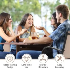 Tangkula 4PCS Outdoor Dining Chairs Stackable Chairs W/Armrests & Breathable Fabric For Balcony Garden & Patio -Tangkula GUEST b02bb4b3 0588 44e0 a47b 25ae8fb0302a