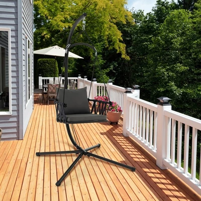 Tangkula Swing Chair W/ Stand Patio Hanging Swing Chair W/ Comfortable Seat & Back Cushions 6 Tangkula Swing Chair W/ Stand Patio Hanging Swing Chair W/ Comfortable Seat & Back Cushions - Image 4