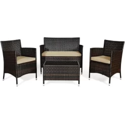 Tangkula 4 PCS Patio Rattan Wicker Furniture Set Outdoor With Cushions 11 Tangkula 4 PCS Patio Rattan Wicker Furniture Set Outdoor With Cushions -Tangkula GUEST b0890942 3238 4d78 aeec afb2c5c05cd0