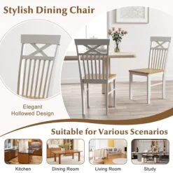 Tangkula Farmhouse Dining Chair Set Of 4 Wooden Kitchen Chair W/ Rubber Wood Frame 17 Tangkula Farmhouse Dining Chair Set Of 4 Wooden Kitchen Chair W/ Rubber Wood Frame -Tangkula GUEST b0d0fc10 0cdd 4b6d a101 089d0d4b8998