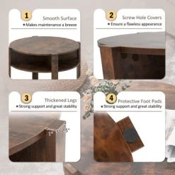 Tangkula 29.5" 2-Tier Round Coffee Table W/ Storage 4 Shelves Faux Wooden Top -Tangkula GUEST b12d9977 b985 499f bb31 5edd5f014cb6