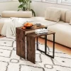 Tangkula Nesting Coffee Table Set Of 2 Modern Accent Sofa Side Tables W/ Faux Wood Top & Heavy Duty Metal Frame 2 Tangkula Nesting Coffee Table Set Of 2 Modern Accent Sofa Side Tables W/ Faux Wood Top & Heavy Duty Metal Frame -Tangkula GUEST b13c5ea9 e844 47a5 9083 d107273d5256