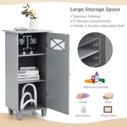 Tangkula Bathroom Cabinet Free Standing Storage Side Table Organizer Adjustable Grey 13 Tangkula Bathroom Cabinet Free Standing Storage Side Table Organizer Adjustable Grey -Tangkula GUEST b147aa97 e5a4 45aa a8a1 1597f131b59e