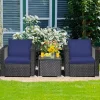 Tangkula 3PCS Rattan Patio Conversation Furniture Set Outdoor W/ Navy Cushions -Tangkula GUEST b1a35289 7068 447c 9dfe 7d7b83a944da