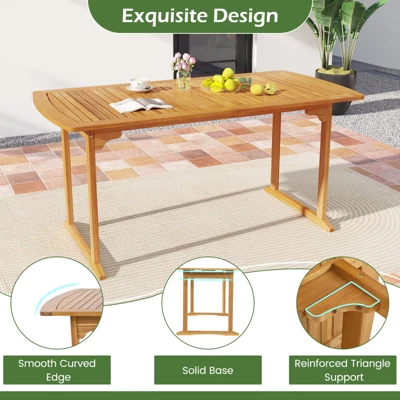 Tangkula Outdoor Wooden Dining Table For 4-6 71" Acacia Wood Table 9 Tangkula Outdoor Wooden Dining Table For 4-6 71" Acacia Wood Table - Image 7
