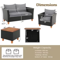 Tangkula 4 PCS Wicker Patio Furniture Set W/ Removable Cushions Storage Coffee Table -Tangkula GUEST b2198481 71e8 40f6 9980 0ee45e7a2fa5