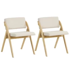 Tangkula Set Of 2 Dining Chairs Folding Kitchen Chair W/ Rubber Wood Legs Padded Seat -Tangkula GUEST b2934ed6 5375 4f6e ba94 5150249f2e75