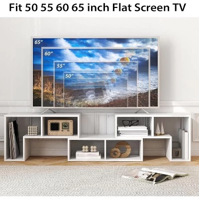 Tangkula 3 PCS Adjustable TV Stand Minimalist Entertainment Center For 43 55 60 65 Inch TV Media Console Table Brown/Black/White 5 Tangkula 3 PCS Adjustable TV Stand Minimalist Entertainment Center For 43 55 60 65 Inch TV Media Console Table Brown/Black/White - Image 3