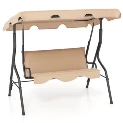 Tangkula 3-Person Swing Chair Porch Swing Seat W/ Adjustable Canopy Removable Cushion -Tangkula GUEST b2b742e0 0e55 43b6 a73c df59b1ad3709