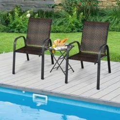 Tangkula 6PCS Outdoor PE Wicker Stacking Dining Chairs Patio Arm Chairs 14 Tangkula 6PCS Outdoor PE Wicker Stacking Dining Chairs Patio Arm Chairs -Tangkula GUEST b2d0aac7 5a16 4592 8f25 937399674f54