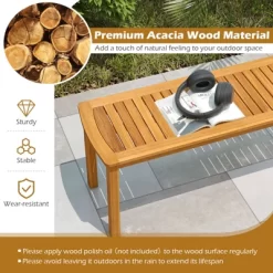 Tangkula 2 PCS 48" Outdoor Acacia Wood Bench Patio Dining Picnic Bench For Entryway Garden Poolside Balcony -Tangkula GUEST b2dd29c0 bcdc 442e babd 0538a9ade9e1