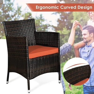 Tangkula 8PCS Patio Rattan Conversation Furniture Set Outdoor W/ Orange Cushion 7 Tangkula 8PCS Patio Rattan Conversation Furniture Set Outdoor W/ Orange Cushion - Image 5