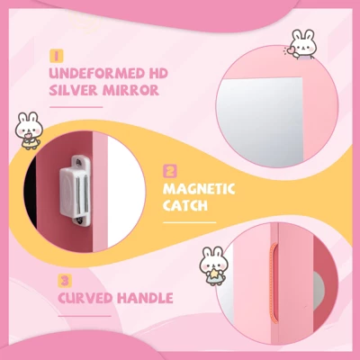 Tangkula Kids Jewelry Armoire Cabinet Free-Standing Full Length Mirror With Storage And 4 Tilt Angles 6 Tangkula Kids Jewelry Armoire Cabinet Free-Standing Full Length Mirror With Storage And 4 Tilt Angles - Image 4