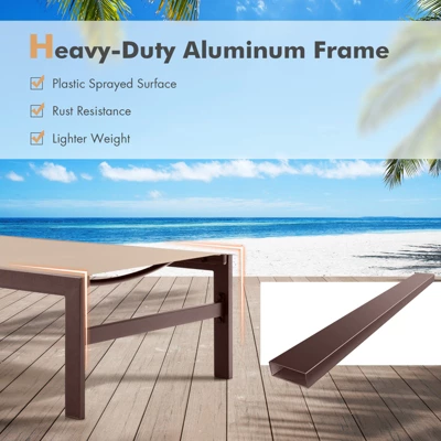 Tangkula Set Of 2 Aluminum Patio Chaise Lounge Outdoor Adjustable Lounge Chair W/ 6-Position Backrest 6 Tangkula Set Of 2 Aluminum Patio Chaise Lounge Outdoor Adjustable Lounge Chair W/ 6-Position Backrest - Image 4