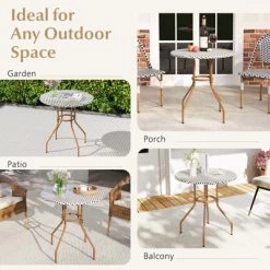 Tangkula 27.5" Outdoor Bistro Table PE Rattan Round Patio Side Table W/ Heavy Duty Metal Frame -Tangkula GUEST b3e92147 9272 480d 9762 55229067c0bb