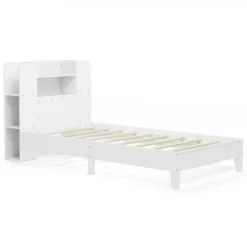 Tangkula Twin Size Bed Frame Wooden Platform Bed Kids Bed Frame W/ Bookcase Headboard 23 Tangkula Twin Size Bed Frame Wooden Platform Bed Kids Bed Frame W/ Bookcase Headboard -Tangkula GUEST b3f624e2 c400 4259 b75f 0d5095271752
